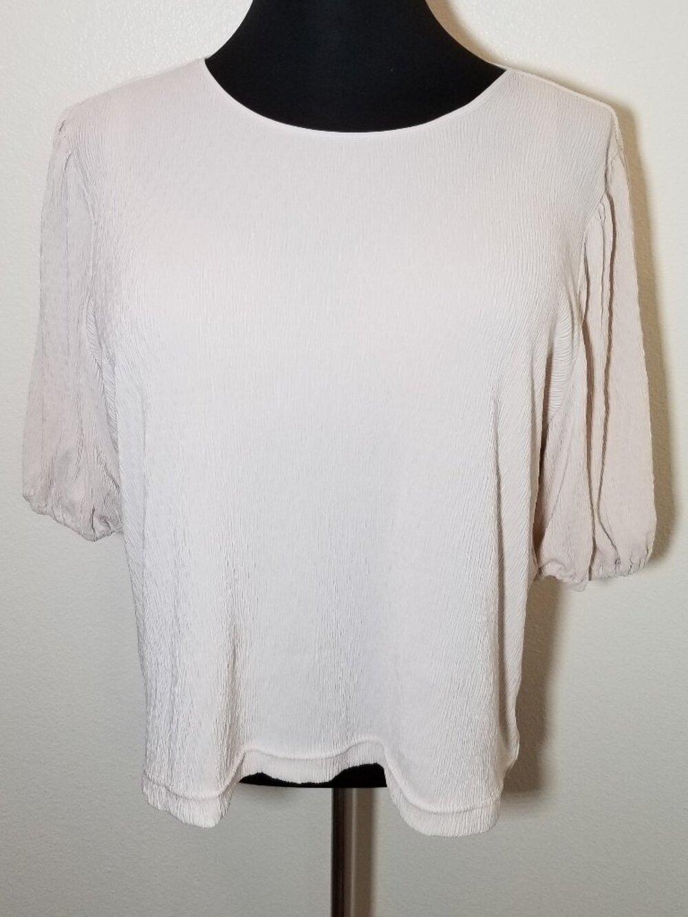 Marc New York Womens XL Blouse Ivory Poofy Balloon Sleeve Preppy Minimalist